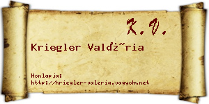 Kriegler Valéria névjegykártya